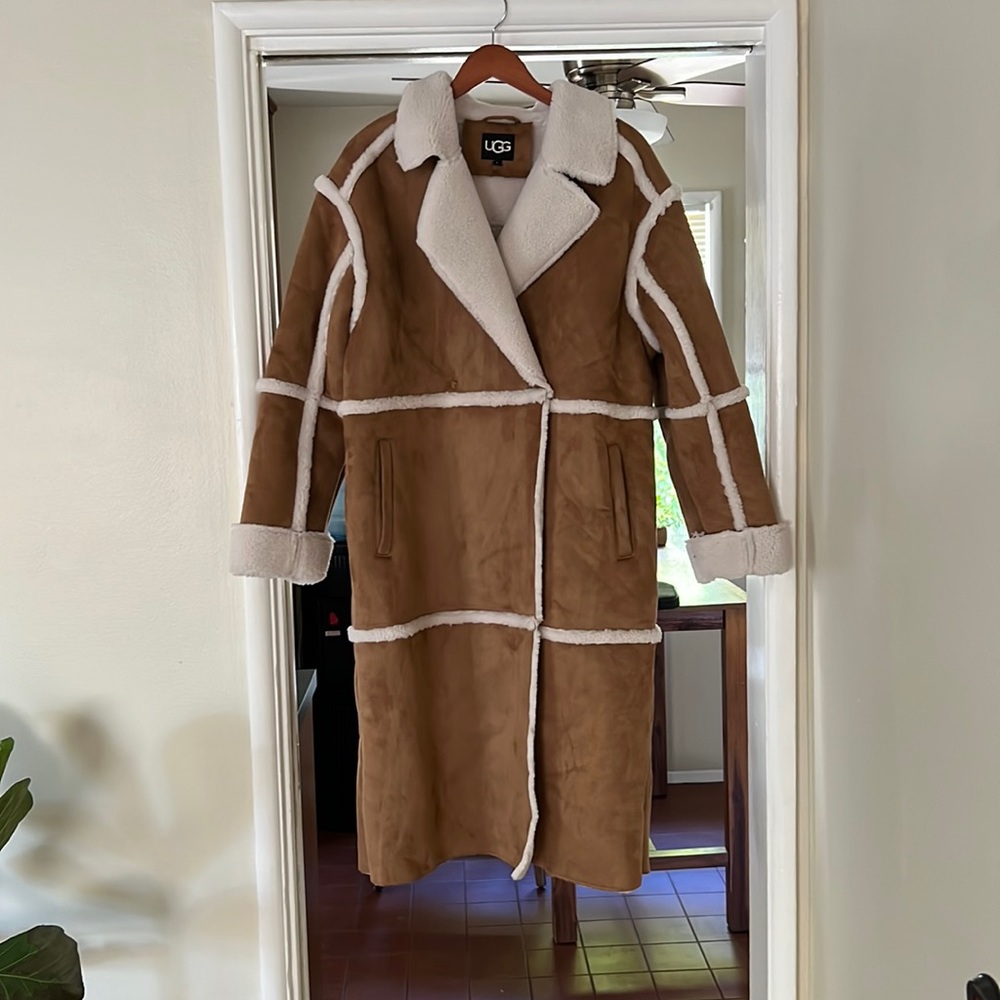 Ugg Takara faux twin face coat in chestnut.